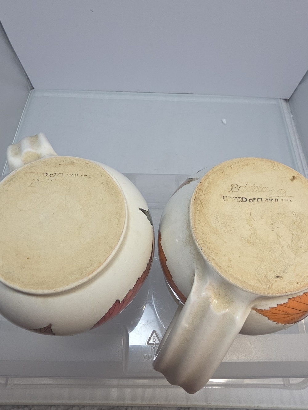 Bristaleaf Wizard of Clay Studio Pottery Leaf Coffee Mugs Set of 2 12 oz (C5) - Picture 6 of 6